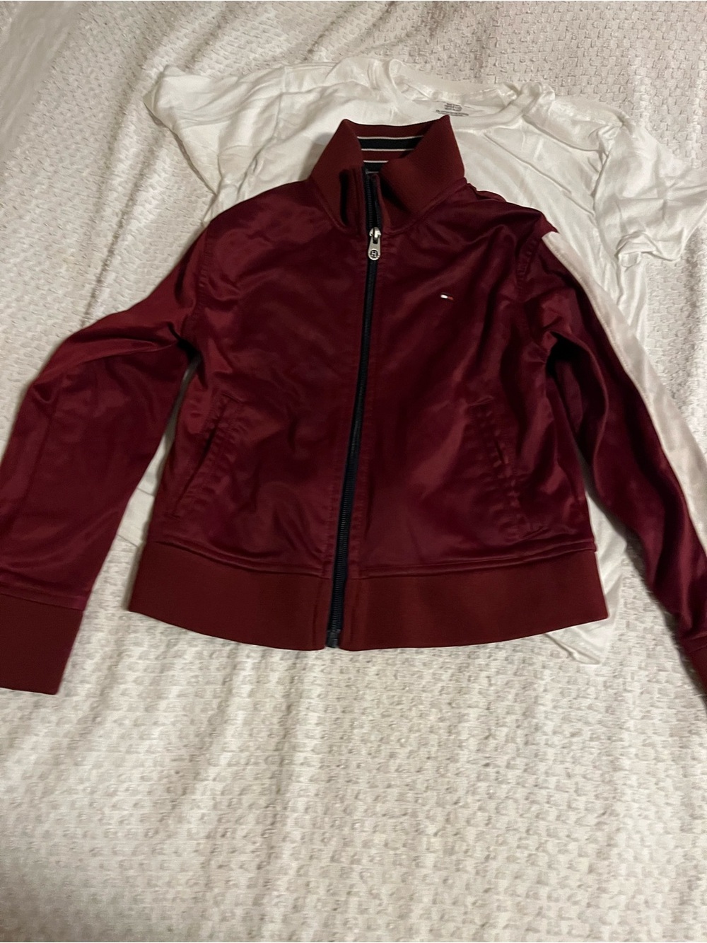 Tommy Hilfiger Burgundy Zip-Up Bomber Jacket